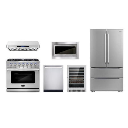 Cosmo 36  Gas Range & Hood & Dishwasher & Wine Cooler & Fridge & Microwave Set