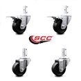 thumbnail image 2 of 3 Inch Soft Rubber Swivel 7/8 Inch Square Stem Caster Set 2 Total Lock Brakes, 2 of 2