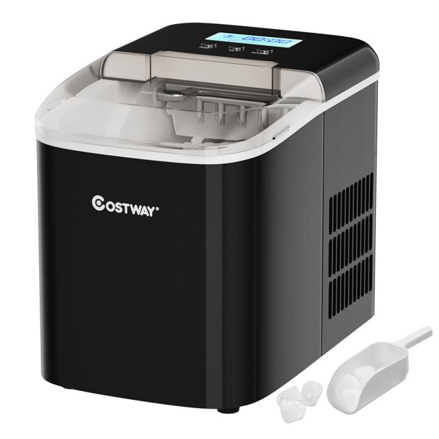 Costway Portable Ice Maker Machine Countertop 26LBS/24H LCD Display w/ Ice Scoop Black