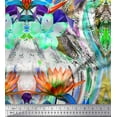 thumbnail image 1 of Soimoi Cotton Voile Fabric Leaves & Tropical Flower Decor Fabric Printed Yard 42 Inch Wide, 1 of 1