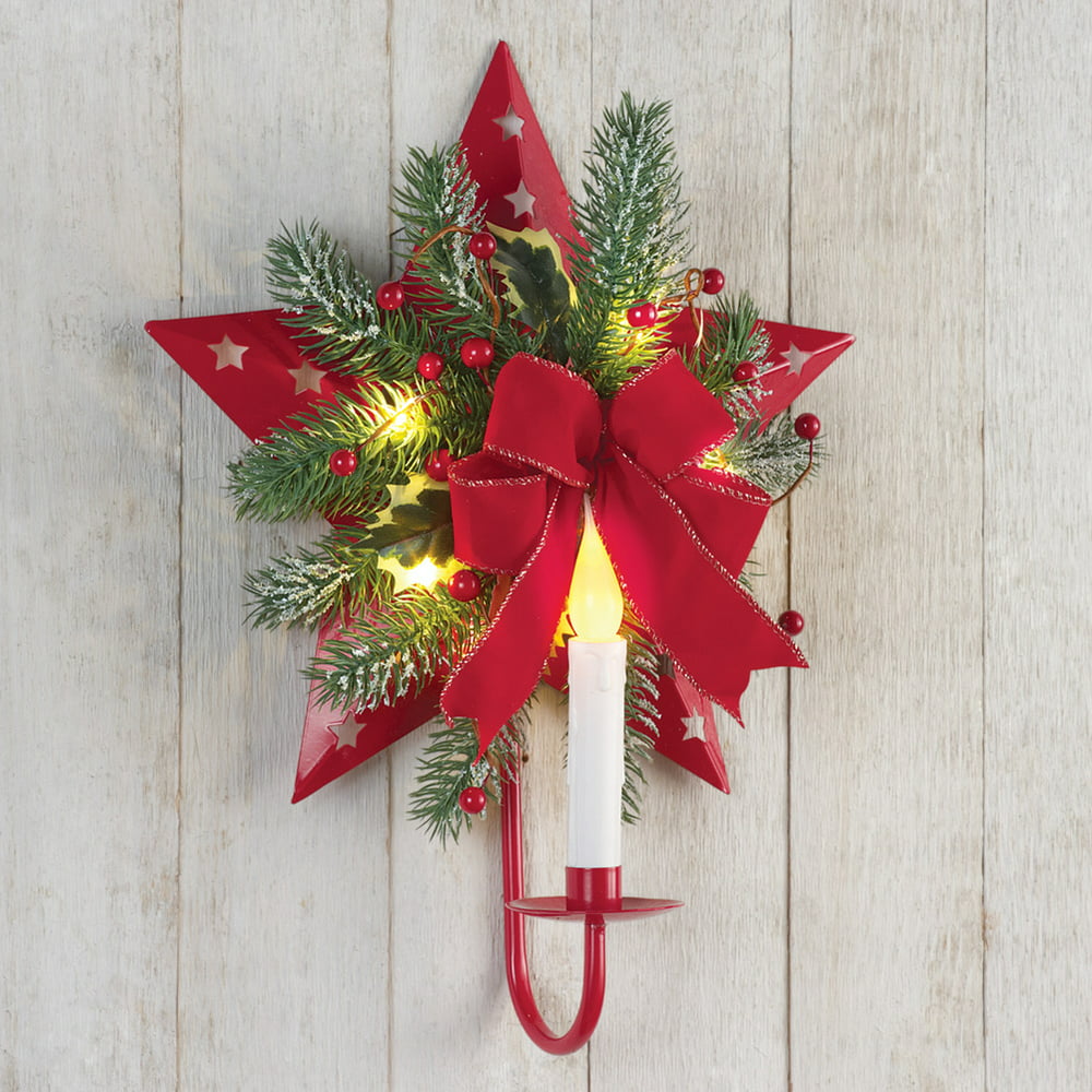 Holiday Star LED Wall Candle Sconce Country Christmas Decoration