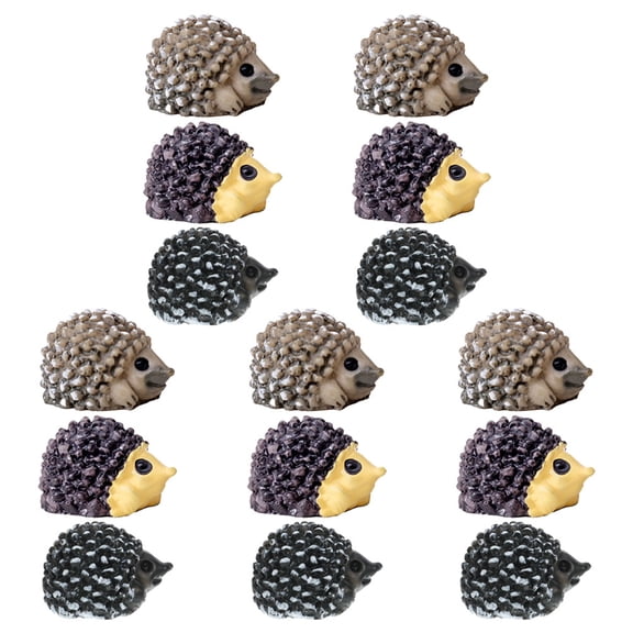 WASHWEPE Resin Mini Hedgehog Figurines 15Pcs Miniature Garden Animal Figurines in Assorted Colors