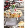 thumbnail image 4 of Outdoor Tablecloth with Umbrella Hole and Zipper, Orange Hello Fall Round Table Cloth 54 Inch Waterproof Tablecloth, Thanksgiving Pumpkins Maple Leaf Picnic Table Cover for Patio Camping, 4 of 7