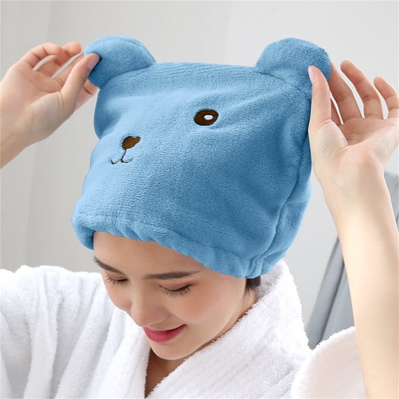 Plush Hair Turban for Adults Quick Dry Microfiber Towel Cap Ultra Absorbent Coral Fleece Bath Wrap with Cute Embroidery Design Gentle Drying for Daily Shower and Travel Use