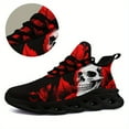 thumbnail image 4 of Coolcustomize Plus Size Mens Gothic Streetwear Low Top Sneakers, Black/Red Floral Skull Design, Breathable Lace-Up Casual Trainers, Durable Traction Footwear Perfect for Casual Attire, Trendy Laceup, 4 of 10