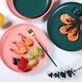 thumbnail image 2 of MasteelfCA 1pc Coloured Ceramic Tableware Western Steak Plate Microwave Oven Available Ceramic Food Plate Round Shape (Pink 6 Inches), 2 of 7