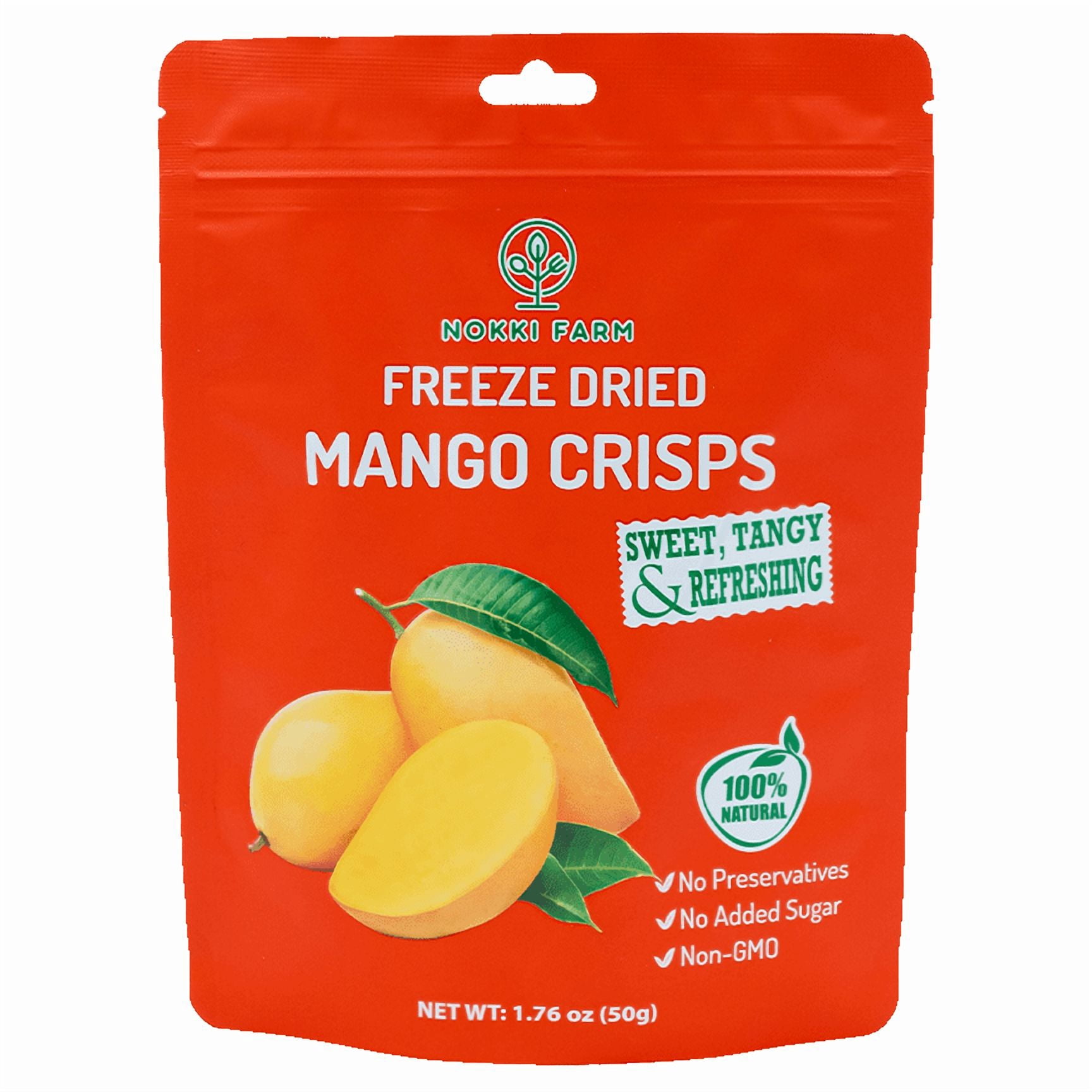 NOKKI FARM Freeze Mango Fruit, Healthy & Exotic Tropical Superfood Snacks, Kid-Approved, No Added Sugar or Preservatives, Shelf-Stable, 1.73 Oz, 3 Pack