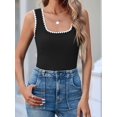 thumbnail image 5 of Women'S Square Neck Tank Tops Summer Sleeveless Shirts Casual Slim Fitted Color Block Ribbed Tanks, 5 of 9