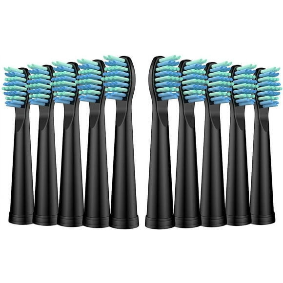 DEBGFS Têtes de Brosse à Dents Électriques pour Fairywill - Têtes de Brosse Compatibles avec FW-507/508/551/610/659/719/909/917/959 FW-D1/D3/D5/D7/D8, 10 Paquets, Noir