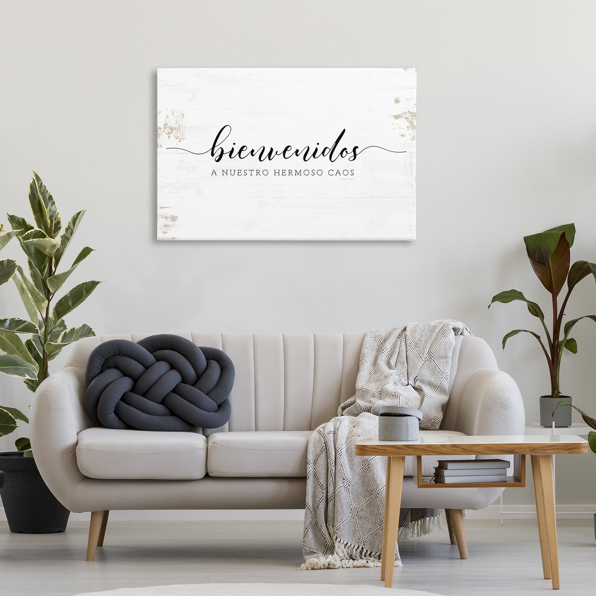 Stupell Industries Bienvenidos a Nuestro Hermoso Caos Inspirational Quotes & Sayings Painting Wrapped Canvas Art Print Wall Art, 36 x 24