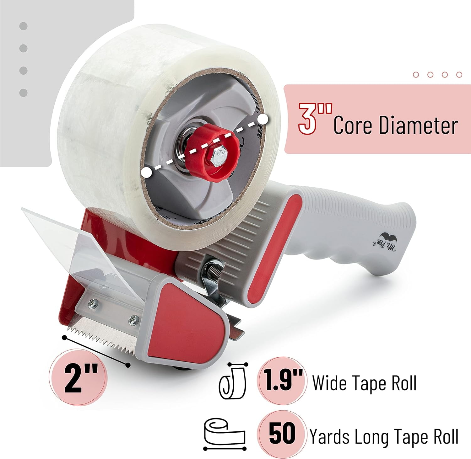 Mr. Pen- Packing Tape Dispenser Gun 2-Inch, 4 Pack with 4 Rolls Tape, Heavy Duty Packing Tape with Dispenser, Packaging Tape