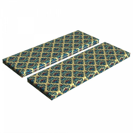 

Damask Bench Cushion Set of 2 Antique Design Baroque Traditional Medieval Victorian Motifs Classic Royal Pattern Standard Size Foam Pad and Decorative Cover Multicolor by Ambesonne