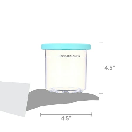 CREAMi Pints and Lids - 2 Pack, Compatible with NC300s Series Ninja Creami Ice Cream Makers - Clear/Lime/Aqua
