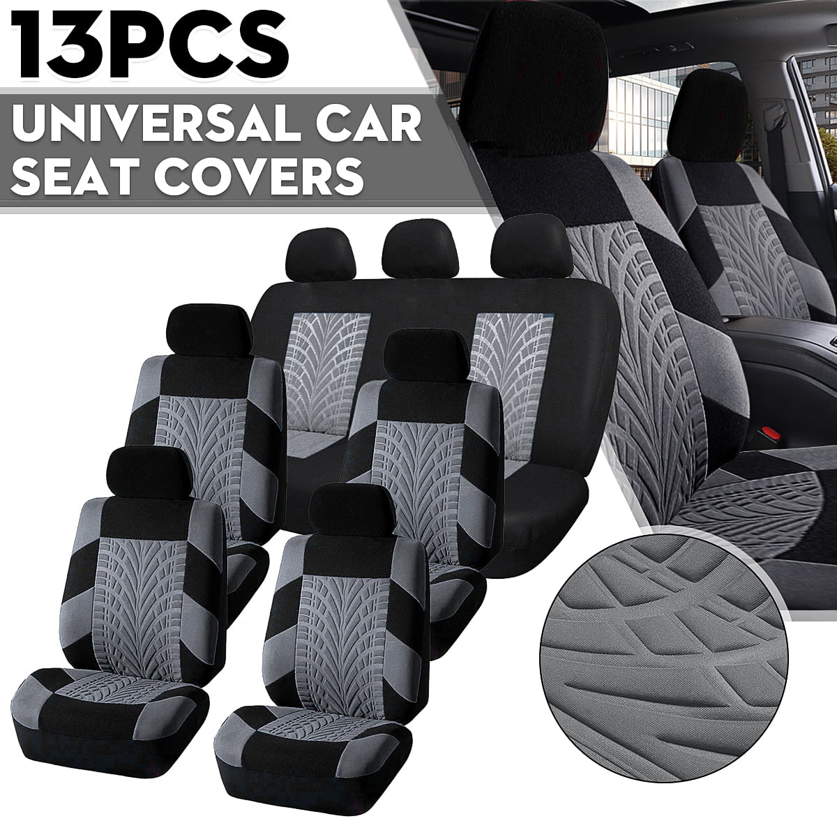 1//2//7x Universal Car Seat Cover 3D Breathable Pad Mat for Auto Wolf Chair Cover