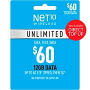 Net10 $60 Unlimited 30-Day Plan Direct Top Up (Email Delivery)