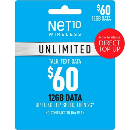 Net10 $60 Unlimited 30-Day Plan Direct Top Up (Email Delivery)