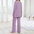 thumbnail image 4 of UAMVSH 3 Piece Ribbed Lounge Sets for Women Knitted Long Sleeve Cardigan Cropped Tank Top and Wide Leg Pants Fall Winter Sets(X-LargePurple), 4 of 7