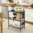 thumbnail image 2 of Giantex 3 Tier Kitchen Bake's Rack, Rolling Microwave Cart, Industrial Bar Service Stand w/Hooks, Kitchen Cart on Lockable Universal Wheels, 2 of 8
