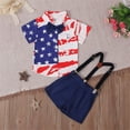 thumbnail image 4 of Rggeeun Boys Child Set 4Th Of July Gentleman Short Sleeve Collar Button Down Shirt Suspender Shorts Pants Classic Outfit,Blue,12-18 Months, 4 of 6