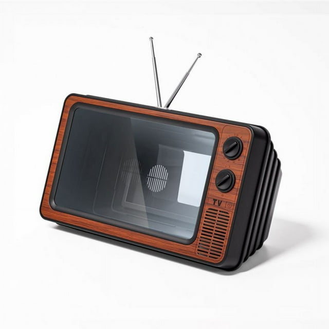 12" Retro TV Amplifier Phone Screen Magnifier Mobile Phone Magnifying Screen Smartphone Screen Magnifier For All Smartphones Vintage Brown Wood