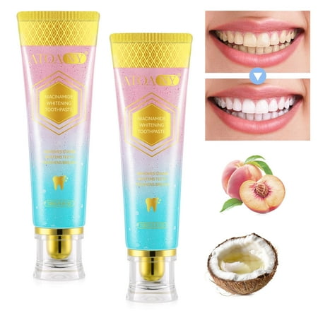 Atoany 2-Pack Niacinamide Whitening Toothpaste, Tain Removal & Enamel Safe, Fresh Breath Toothpastes, Remove Tooth Stains, Enamel Safe