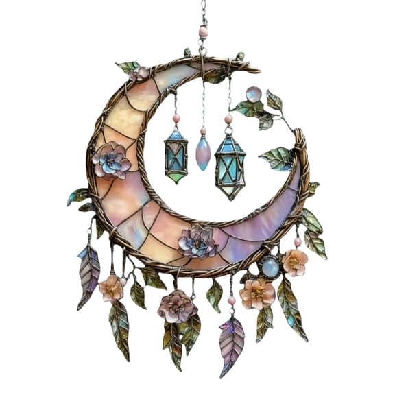 11." Crescent Moon Acrylic Suncatcher Celestial Window Hanging Ornament Stained Glass Effect Sun Catcher Panel Garden Decor Valentines Monthers' Day Decoration Gifts For Girlfriend Wife Women