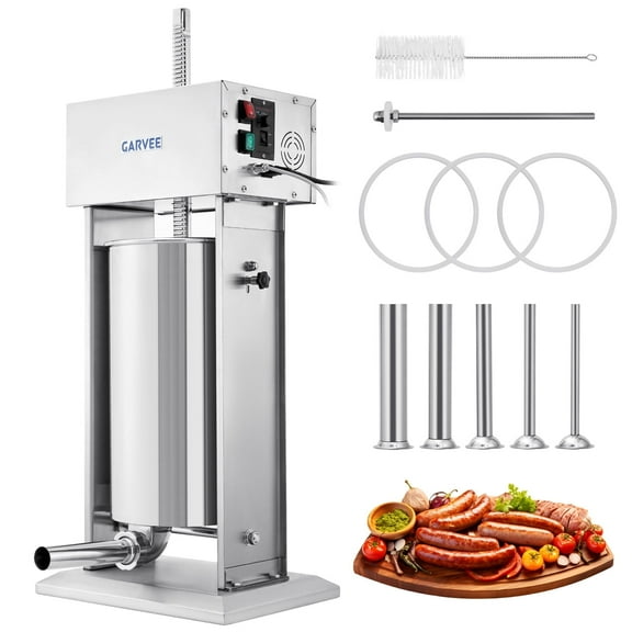 Festisoul Electric Sausage Stuffer, 55LBS/25L 304 Stainless Steel Motorized Sausage Stuffer Machine with Stepless Speed Control 5 Stuffing Tubes for Commercial and Home Use