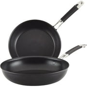 FEIRO Smart Stack Hard Anodized Nonstick Frying Pan Set/ Skillet Set - 10 Inch and 12 Inch, Black