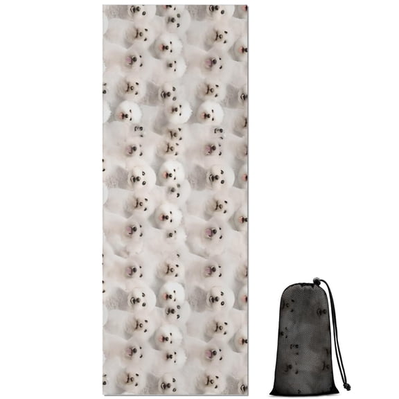 Shih Tzu Dog Hot Yoga Mat Towel Non Slip for Hot Yoga - Quick-Drying Yoga Mat Cover with 4 Corner Pockets with Travel Bag - Hot Yoga Towel Non Slip Grip Moisture Wicking Sweat 70"x26"