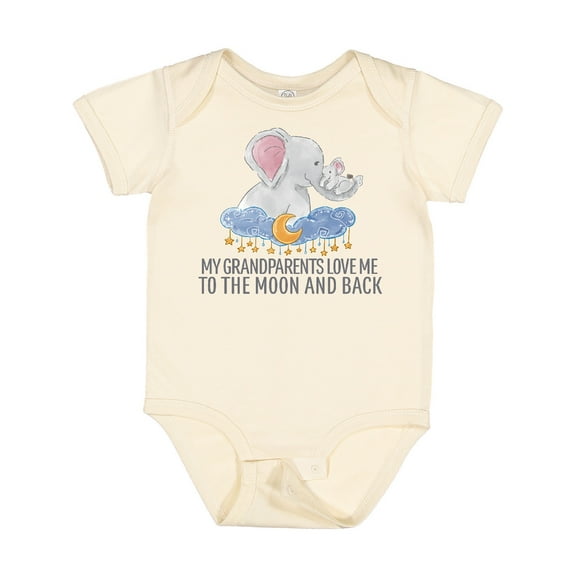 Inktastic My Grandparents Loves Me to the Moon and Back Elephants Boys or Girls Baby Bodysuit