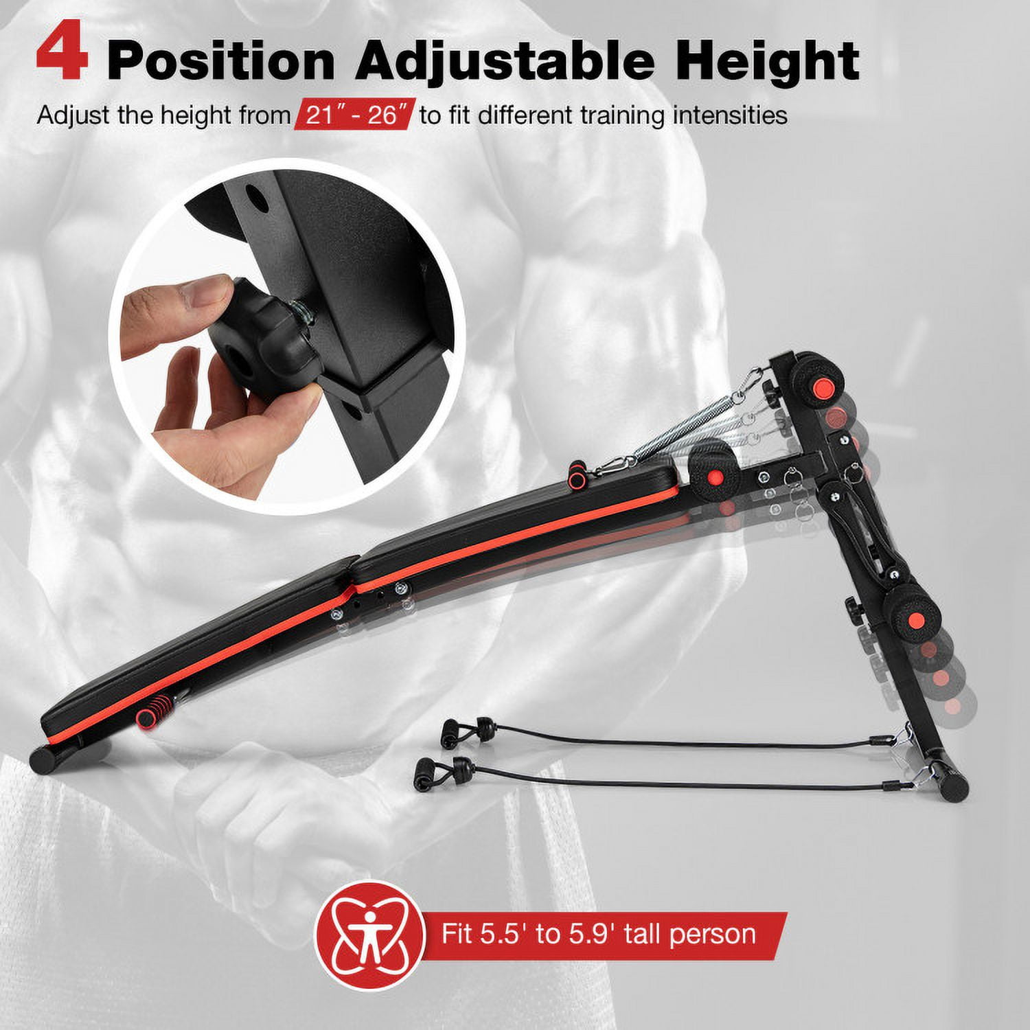 OnlineGymShop CB24277 Fitness Adjustable Workout Sit up Bench