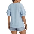 thumbnail image 3 of MOYIKO Women Casual Ruffle Half Sleeve Summer tops Crewneck Eyelet Shirts Flowy Dressy Tunic Blouses, 3 of 7