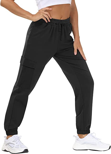 PULI Womens Pants Loose Cargo Sweatpants Cotton（BLACK L) - Walmart.com