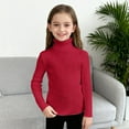thumbnail image 2 of XIMIN Kids Girls Solid Color Ribbed Knitted Shirts Mock Neck Tee Top Turtleneck Long Sleeve Basic Fall Winter Casual Slim Fit Base Layer Pullover Tee, 2 of 7