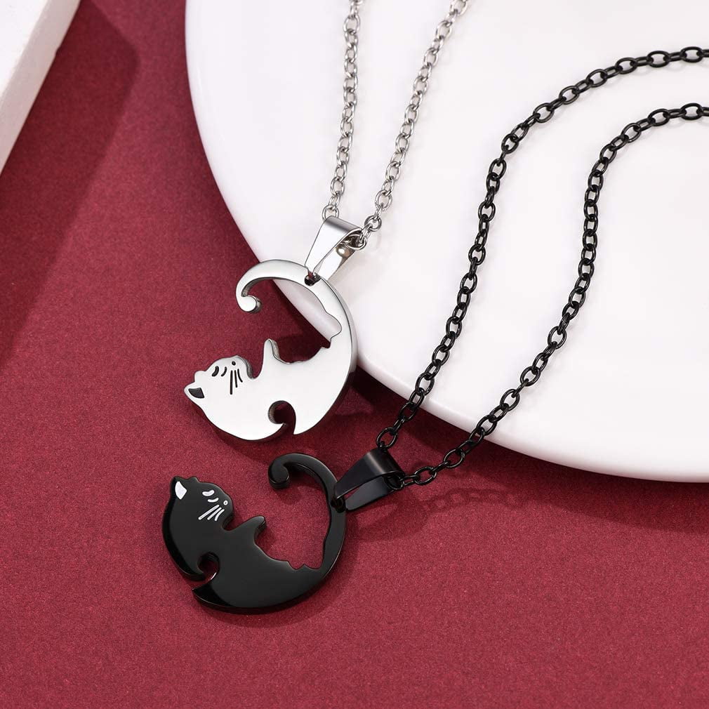two splice cats couple heart necklace| Alibaba.com