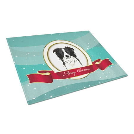 

Caroline s Treasures Border Collie Merry Christmas Glass Cutting Board Large