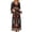 X62 Brown, variant on Bysome Women Dress Flower Print Long Sleeve V-Neck Dresses Summer Casual Women Dresses Size L Blue