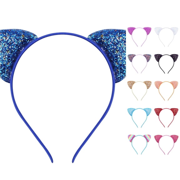 HNMKIU Heardband Children Cartoon Cat Ears Headband Candy Color Onion Sequins Thin Hair Accessories Cute Hairpin for Girls Blue,One Size