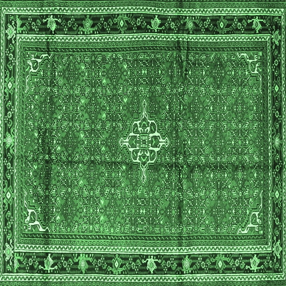 Ahgly Company Indoor Square Persian Emerald Green Traditional Area Rugs, 3' Square