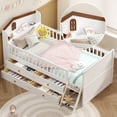 thumbnail image 2 of Bellemave Twin Bed with 4 Storage Drawers and Fence Rails, Wood Platform Beds with Bookshelf Headboard, Twin Size Beds Frame with Ladder, No Box Spring Needed (White）, 2 of 8