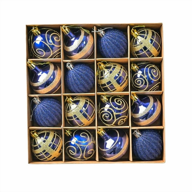 16-Pack 6cm Painted And Plated Pearl-Like Christmas Ball Ornament Set Decorative Hanging Pieces