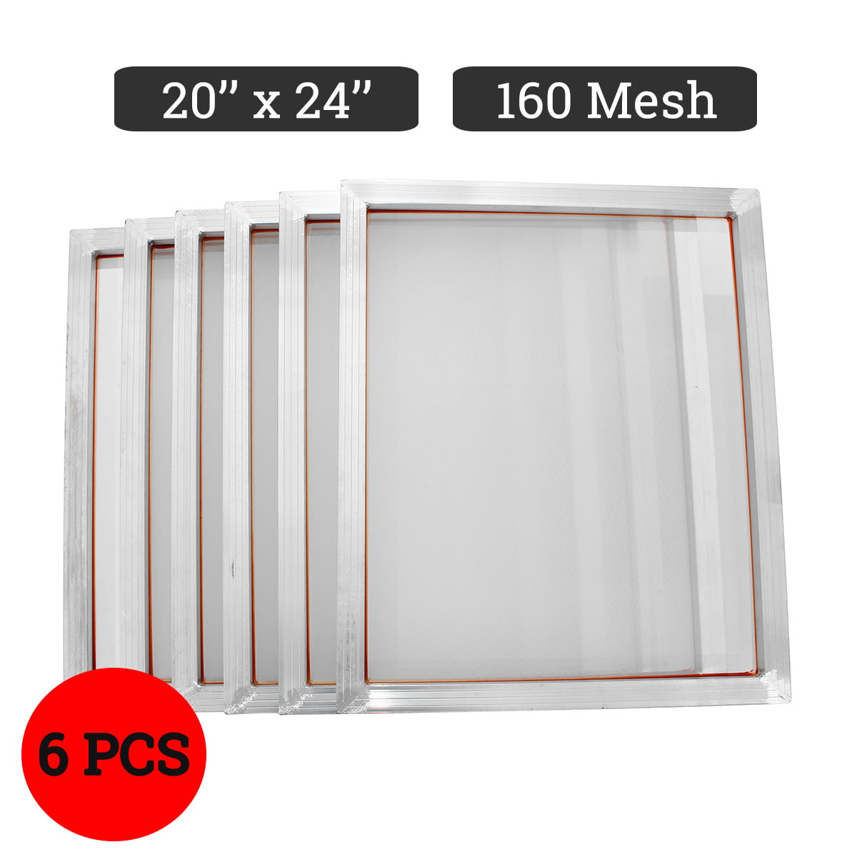 6 Pack 20" x 24" Aluminum Frame Silk Screen Printing Screens with 160 Mesh USA 