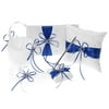 5pcsset Wedding Supplies Double Heart Satin Flower Girl Basket + 7 * 7 inches Ring Bearer Pillow + Guest Book + Pen Holder + Bride Garter Set Blue