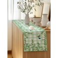 thumbnail image 5 of Table Runner 108 Inches Long for Kitchen Dining, Spring Plants Dresser Scarf Farmhouse, Dining Table Decorations for Wedding/Parties, Watercolor Birds Leaves Flowers Green Plaid 13 x 108 In, 5 of 8
