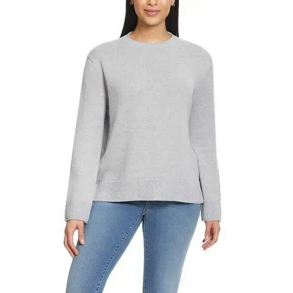 Ella Moss Crew Neck Sweater Women's Cozy Knit Long Sleeve (Heather Gray, XX-Large