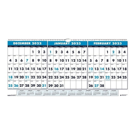 UPC: 0040983395779 | 2024 House of Doolittle Compact 17  x 8  Three-Month Wall Calendar White/Blue (3647-24)