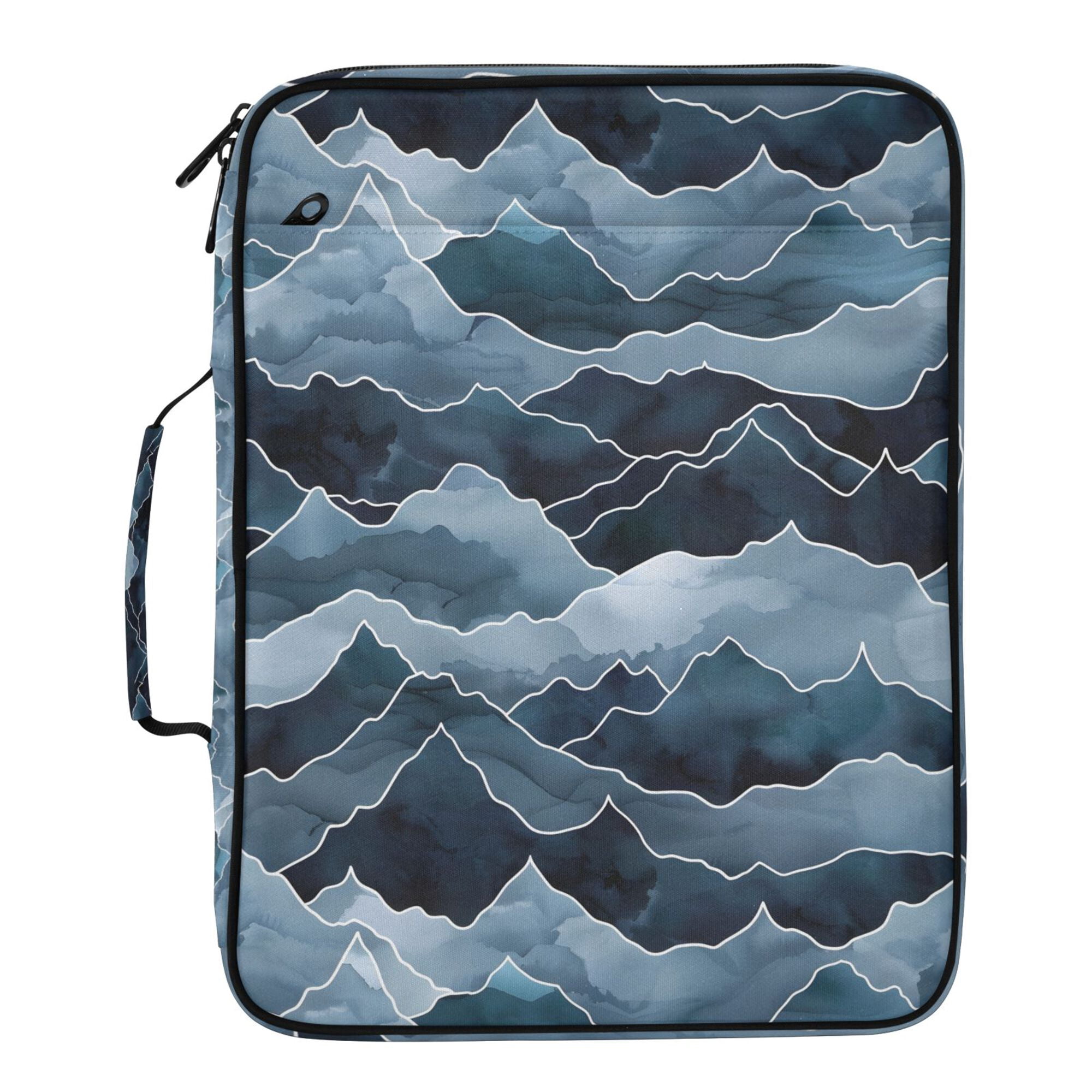 FORMRS Accordion File Folder A4 Size 7-Pocket Expanding Document Organizer Bag with 3 Ring Binder, Blue Watercolor Mountain Pattern