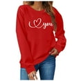 thumbnail image 2 of YOIAVAIOY Love Heart Sweatshirt for Women Cute Hearts Graphic Pullover Long Sleeve Valentine Shirts Sweatshirts Red S, 2 of 8