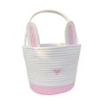 thumbnail image 3 of Cesta de regalo de Pascua, cesta de almacenamiento con asa y orejas de conejo, creativa y adorable. Rosa, 3 of 9