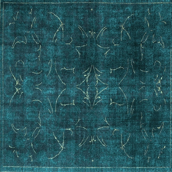 Ahgly Company Indoor Square Persian Light Blue Traditional Area Rugs, 5' Square